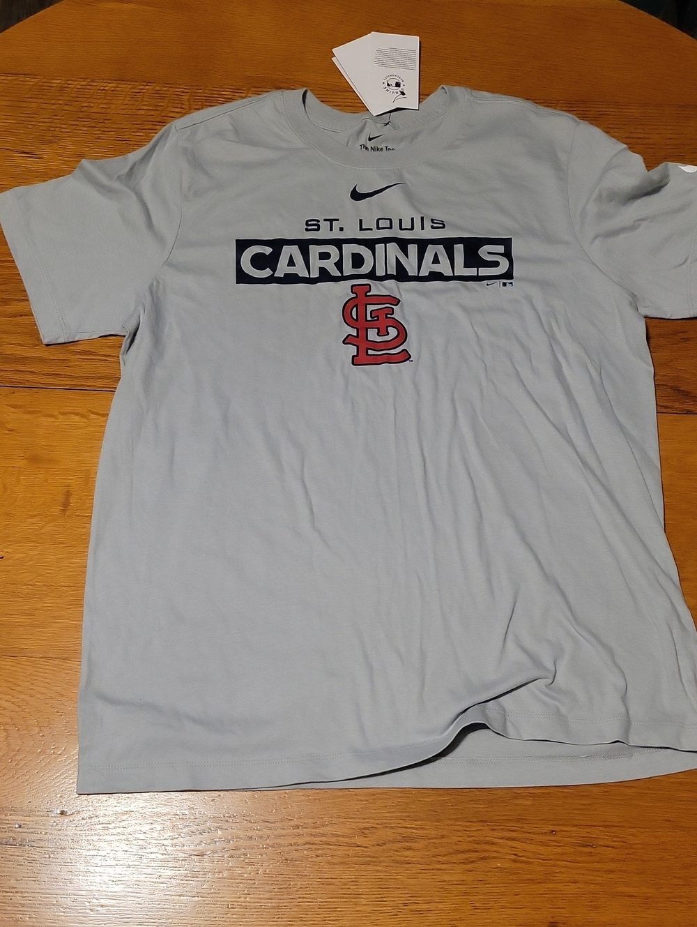 Nike Light Gray St. Louis Cardinals Tee with Navy & Red Logo